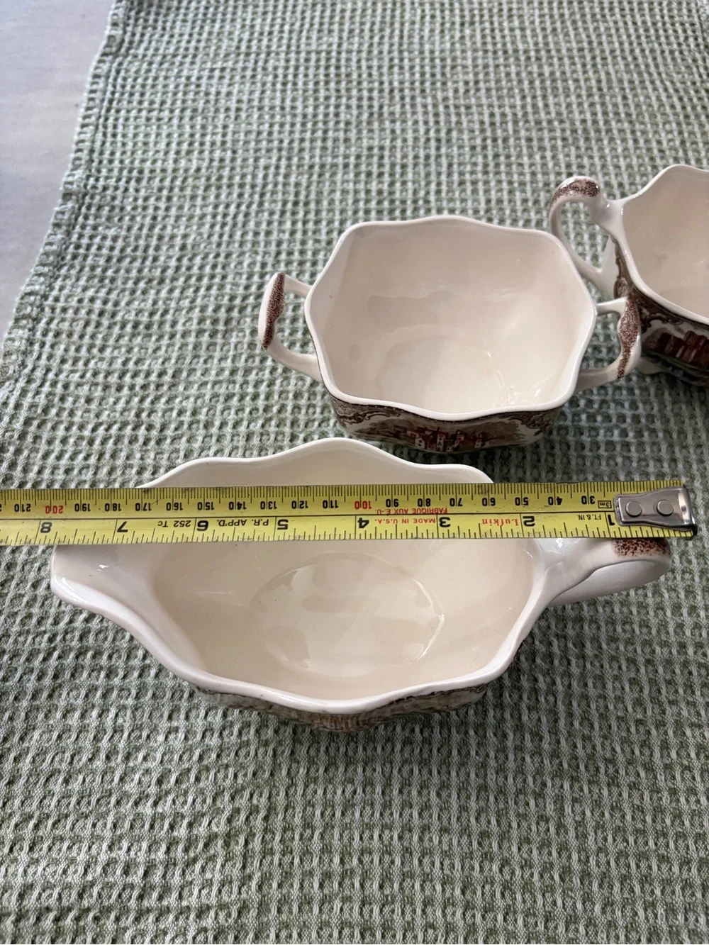 Vintage Johnson Brothers Cream and Brown Transferware Creamer and Sugar Set